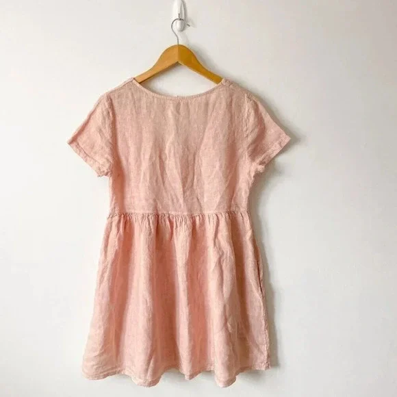 Jillian Harris X Priv Linen Hamptons Jilly Baby Doll Dress Light Pink Size Small - Picture 11 of 13